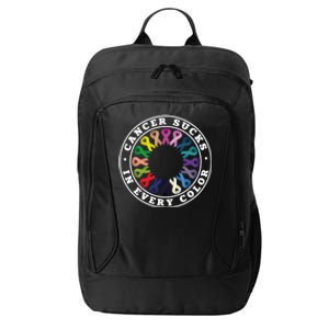 Cancer Sucks In Every Color Cancer Awareness Ribbons Cute Gift City Backpack