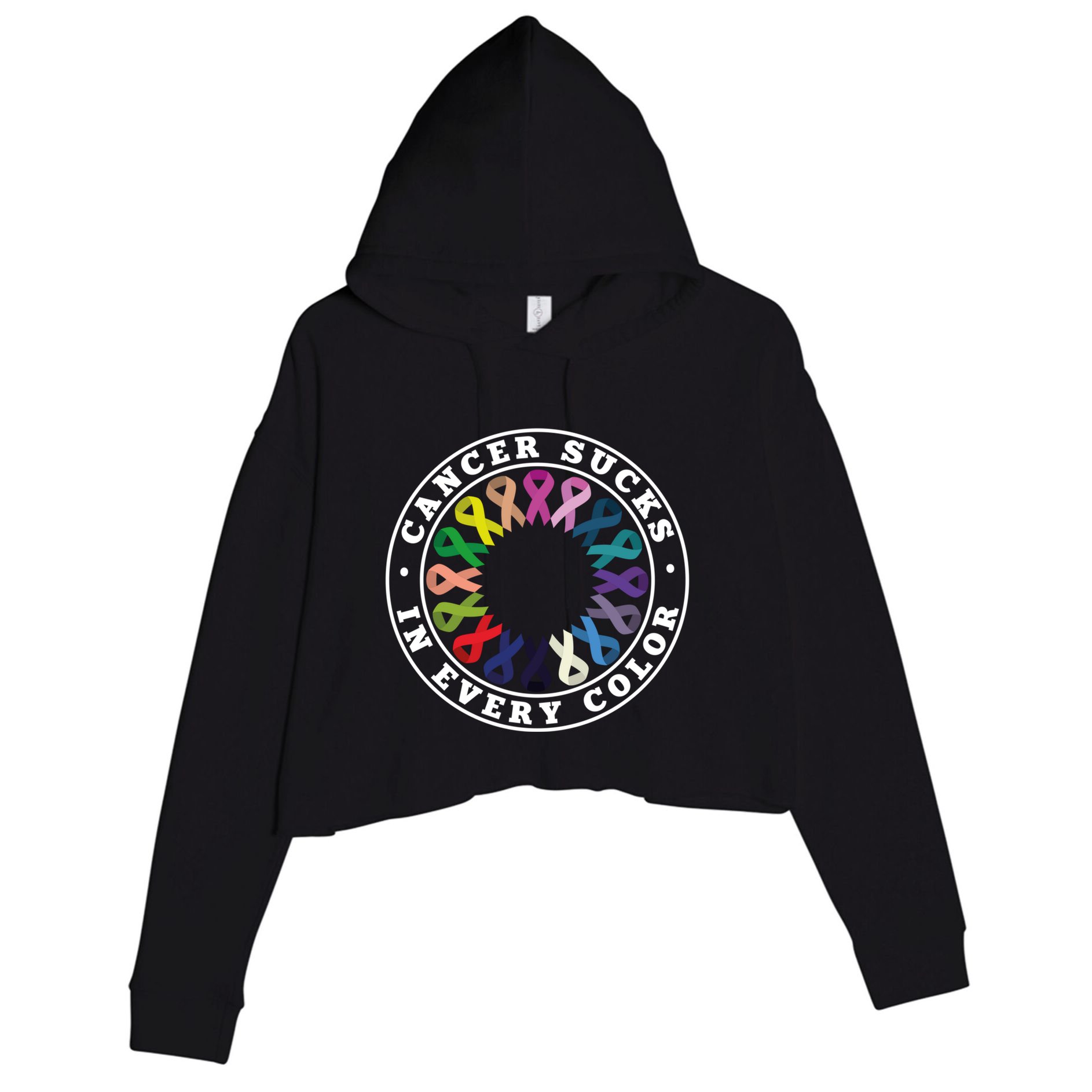 Cancer Sucks In Every Color Cancer Awareness Ribbons Cute Gift Crop Fleece Hoodie