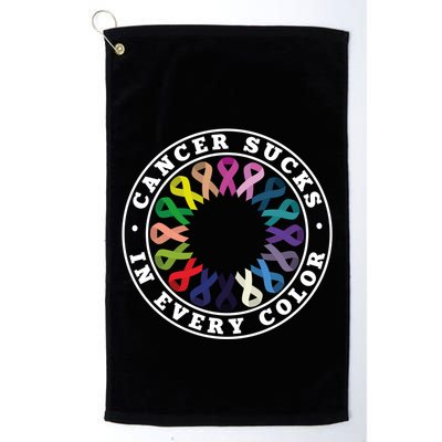 Cancer Sucks In Every Color Cancer Awareness Ribbons Cute Gift Golf Towel