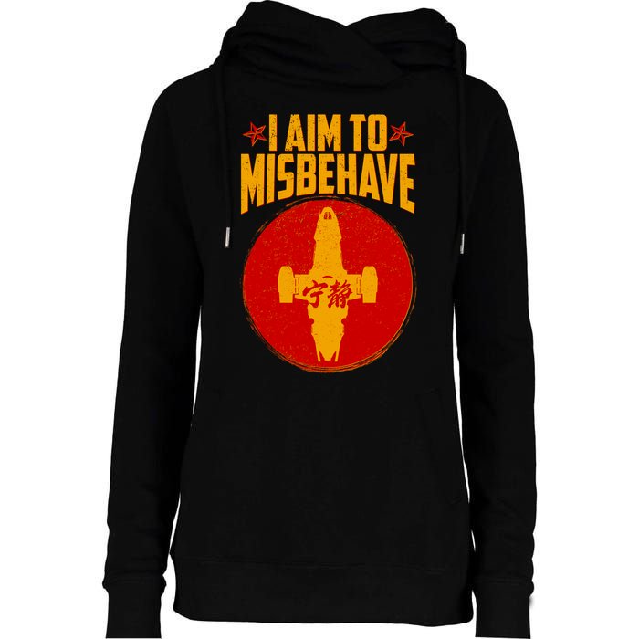 Cool Scifi I Aim To Misbehave Womens Funnel Neck Pullover Hood