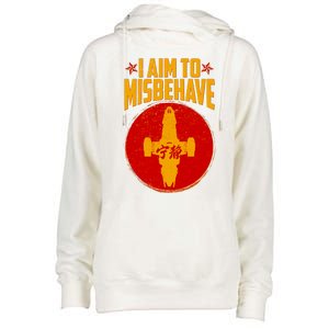 Cool Scifi I Aim To Misbehave Womens Funnel Neck Pullover Hood