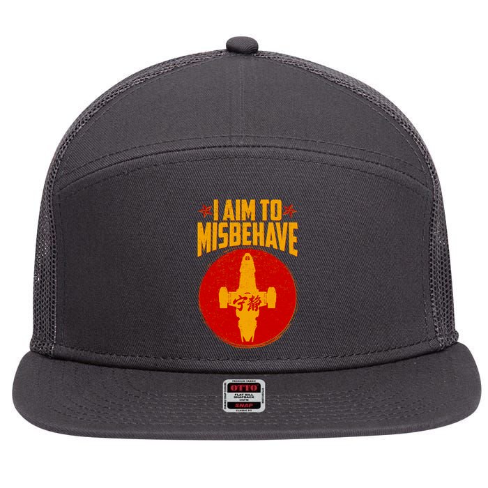 Cool Scifi I Aim To Misbehave 7 Panel Mesh Trucker Snapback Hat