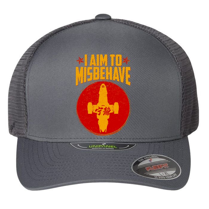 Cool Scifi I Aim To Misbehave Flexfit Unipanel Trucker Cap