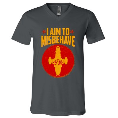 Cool Scifi I Aim To Misbehave V-Neck T-Shirt
