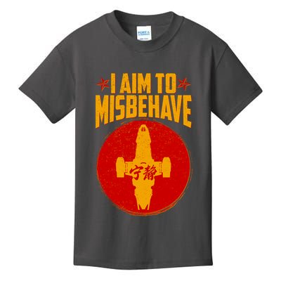 Cool Scifi I Aim To Misbehave Kids T-Shirt