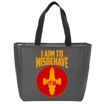Cool Scifi I Aim To Misbehave Zip Tote Bag