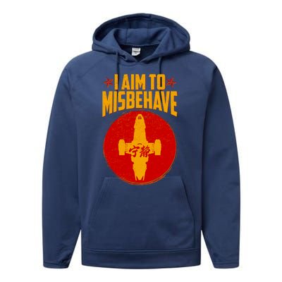 Cool Scifi I Aim To Misbehave Performance Fleece Hoodie