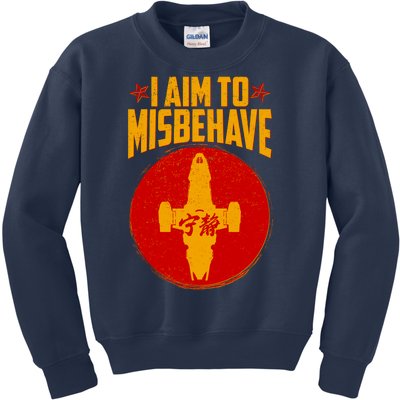 Cool Scifi I Aim To Misbehave Kids Sweatshirt