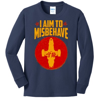 Cool Scifi I Aim To Misbehave Kids Long Sleeve Shirt