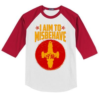 Cool Scifi I Aim To Misbehave Kids Colorblock Raglan Jersey