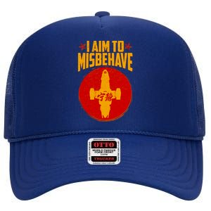 Cool Scifi I Aim To Misbehave High Crown Mesh Back Trucker Hat