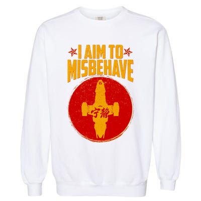 Cool Scifi I Aim To Misbehave Garment-Dyed Sweatshirt