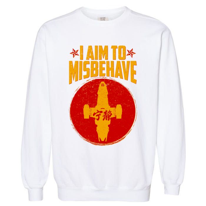Cool Scifi I Aim To Misbehave Garment-Dyed Sweatshirt