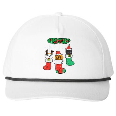 Cats Santa In Christmas Stockings Cute Xmas Funny Snapback Five-Panel Rope Hat