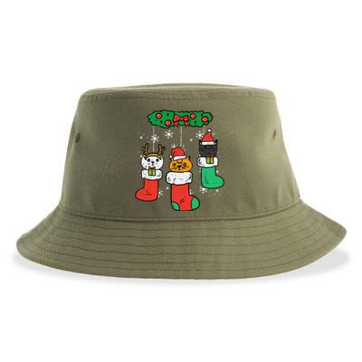 Cats Santa In Christmas Stockings Cute Xmas Funny Sustainable Bucket Hat