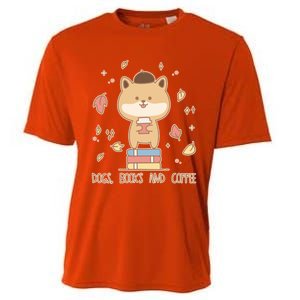 Cute Shiba Inu Dogs Books And Coffee Autumn Meaningful Gift Cooling Performance Crew T-Shirt