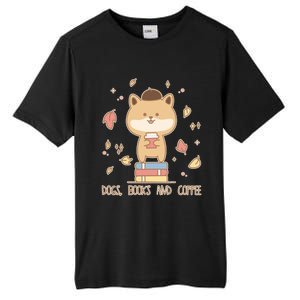 Cute Shiba Inu Dogs Books And Coffee Autumn Meaningful Gift Tall Fusion ChromaSoft Performance T-Shirt