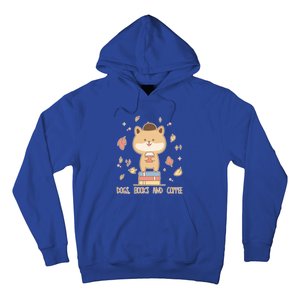 Cute Shiba Inu Dogs Books And Coffee Autumn Meaningful Gift Hoodie