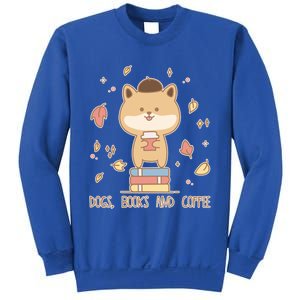 Cute Shiba Inu Dogs Books And Coffee Autumn Meaningful Gift Sweatshirt