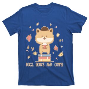 Cute Shiba Inu Dogs Books And Coffee Autumn Meaningful Gift T-Shirt