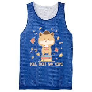 Cute Shiba Inu Dogs Books And Coffee Autumn Meaningful Gift Mesh Reversible Basketball Jersey Tank