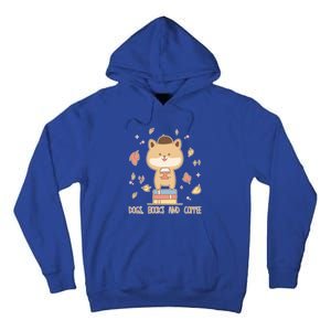 Cute Shiba Inu Dogs Books And Coffee Autumn Meaningful Gift Tall Hoodie