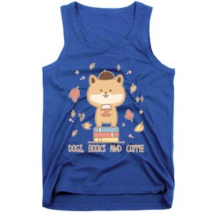 Cute Shiba Inu Dogs Books And Coffee Autumn Meaningful Gift Tank Top