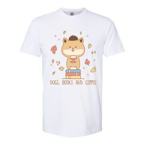 Cute Shiba Inu Dogs Books And Coffee Autumn Meaningful Gift Softstyle CVC T-Shirt