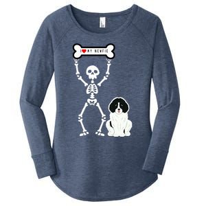 Cute Skeleton I Love My Landseer Newfie Women's Perfect Tri Tunic Long Sleeve Shirt