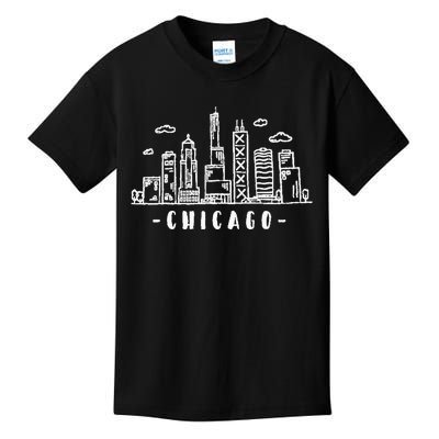 Chicago Skyline Illinois Vintage Kids T-Shirt