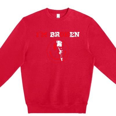 Confused Smile Im Broken Invisible Illness Im OK Broken Premium Crewneck Sweatshirt