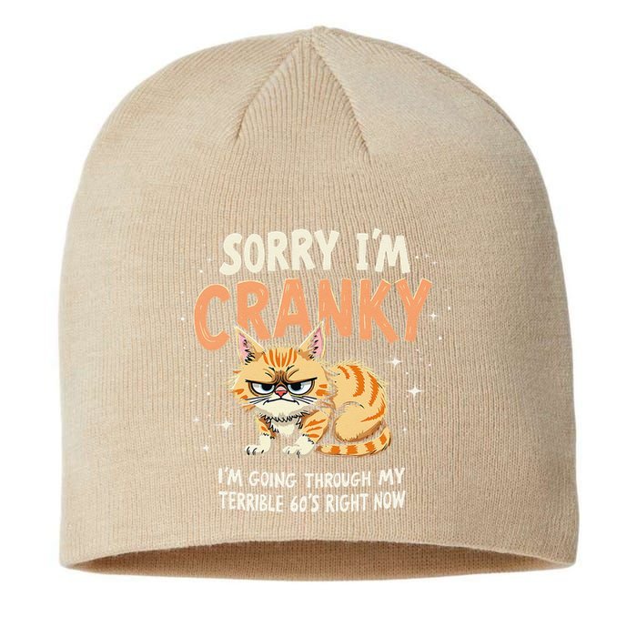 Cat Sorry IM Cranky IM Going Through My Terrible 60S Gift Sustainable Beanie