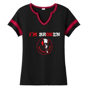 Confused Smile IM Broken Invisible Illness IM Ok Broken Ladies Halftime Notch Neck Tee