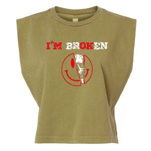 Confused Smile IM Broken Invisible Illness IM Ok Broken Garment-Dyed Women's Muscle Tee