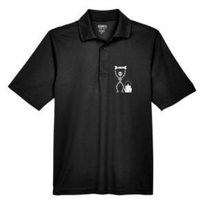 Cute Skeleton I Love My Landseer Newfie Men's Origin Performance Pique Polo