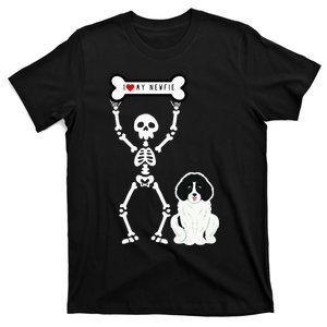 Cute Skeleton I Love My Landseer Newfie T-Shirt