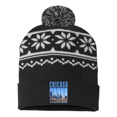 Chicago Skyline Illinois Vintage Pride Chicago USA-Made Snowflake Beanie