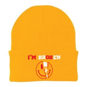 Confused Skull I'm Broken Invisible Illness I'm OK Broken Knit Cap Winter Beanie