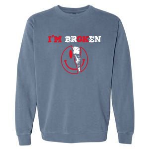 Confused Skull I'm Broken Invisible Illness I'm OK Broken Garment-Dyed Sweatshirt