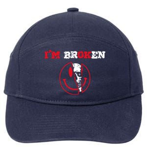 Confused Skull I'm Broken Invisible Illness I'm OK Broken 7-Panel Snapback Hat