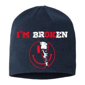 Confused Skull I'm Broken Invisible Illness I'm OK Broken Sustainable Beanie