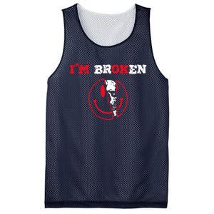 Confused Skull I'm Broken Invisible Illness I'm OK Broken Mesh Reversible Basketball Jersey Tank