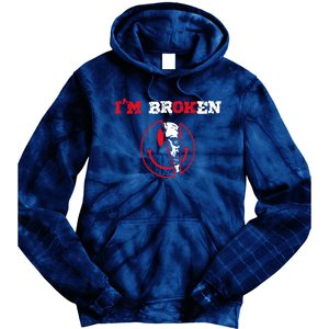 Confused Skull I'm Broken Invisible Illness I'm OK Broken Tie Dye Hoodie