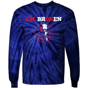 Confused Skull I'm Broken Invisible Illness I'm OK Broken Tie-Dye Long Sleeve Shirt