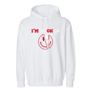 Confused Skull I'm Broken Invisible Illness I'm OK Broken Garment-Dyed Fleece Hoodie