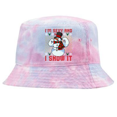 Christmas Snow Im Sexy And I Snow It Mom Dad Funny Gift Tie-Dyed Bucket Hat