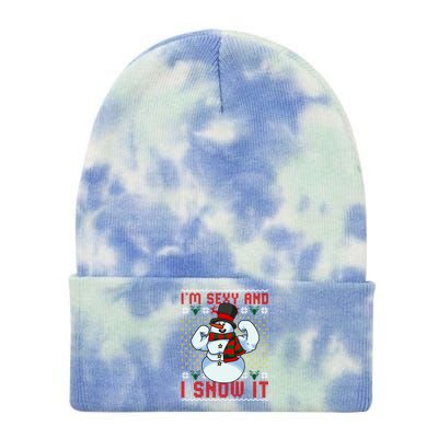 Christmas Snow Im Sexy And I Snow It Mom Dad Funny Gift Tie Dye 12in Knit Beanie