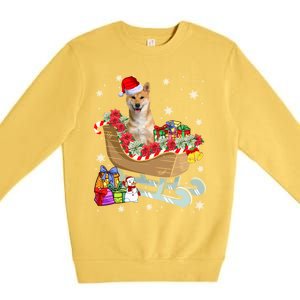 Cute Shiba Inu Dog Christmas Santa Hat Xmas Puppy Lover Cute Gift Premium Crewneck Sweatshirt