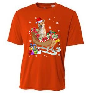 Cute Shiba Inu Dog Christmas Santa Hat Xmas Puppy Lover Cute Gift Cooling Performance Crew T-Shirt