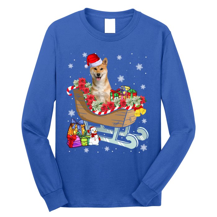 Cute Shiba Inu Dog Christmas Santa Hat Xmas Puppy Lover Cute Gift Long Sleeve Shirt